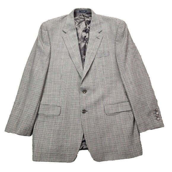 Ralph Lauren Blazer Mens 44L Wool Houndstooth 2 Button Sports Coat Jacket - Picture 1 of 16